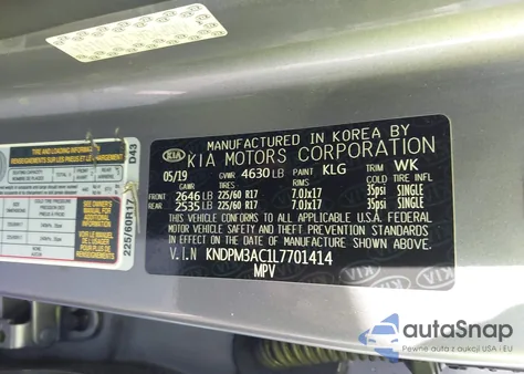 2020 Kia Sportage Lx z USA, uszkodzony, nr VIN KNDPM3AC1L7701414